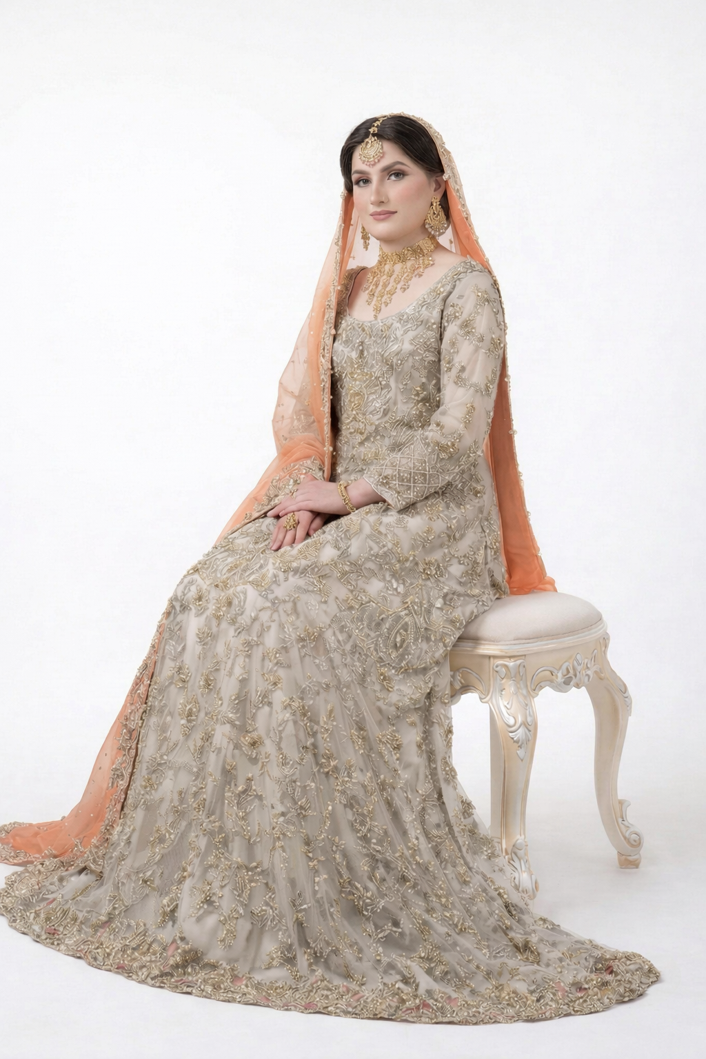 Valima Maxi with Peach Dupatta