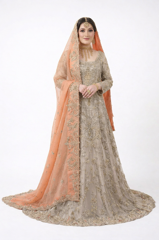 Valima Maxi with Peach Dupatta