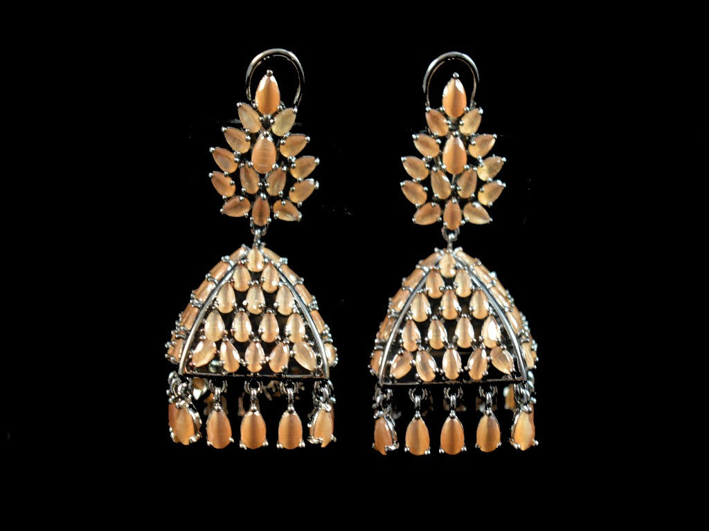 Peach Stones Modern Jhumka Earrings