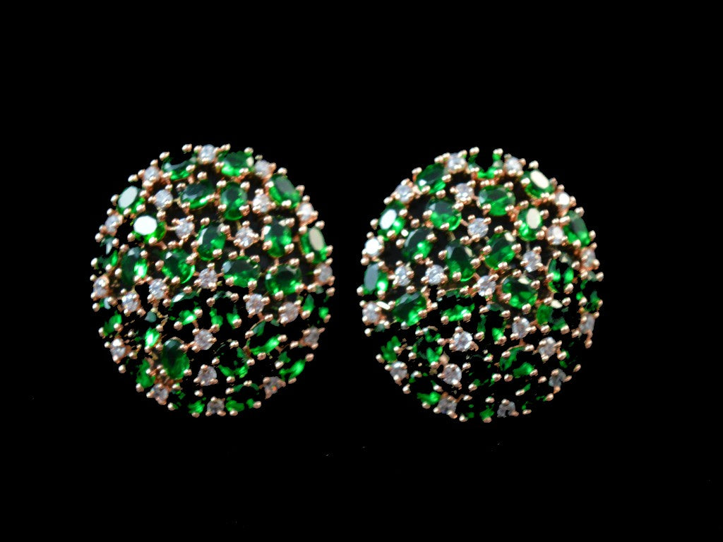 Emerald Fleur Stone Stud Earrings