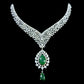 Emerald green necklace zirconia American diamond
