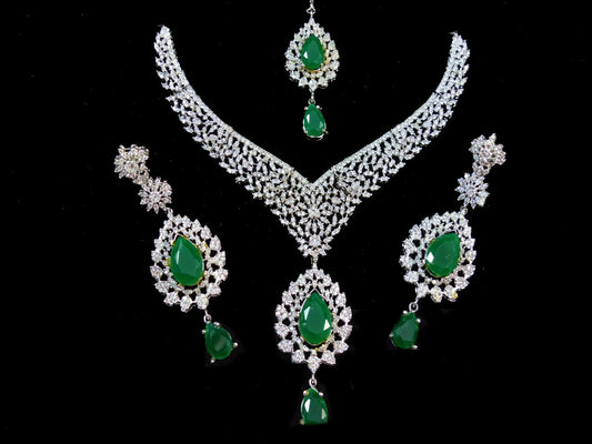 Emerald green set zirconia American diamond
