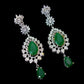 Emerald green earrings zirconia American diamond