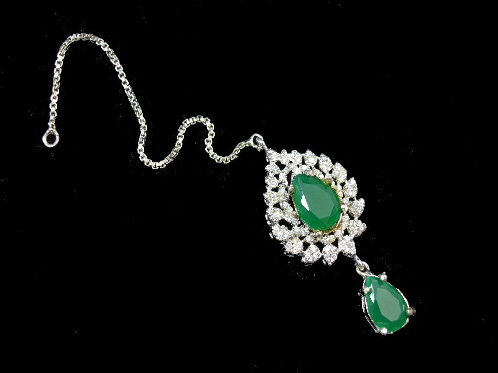 Emerald green tikka zirconia American diamond