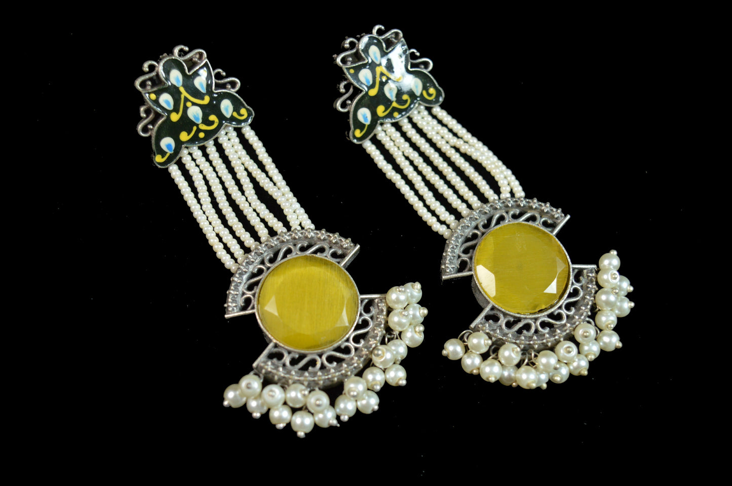 Yellow oxidized fusion earrings