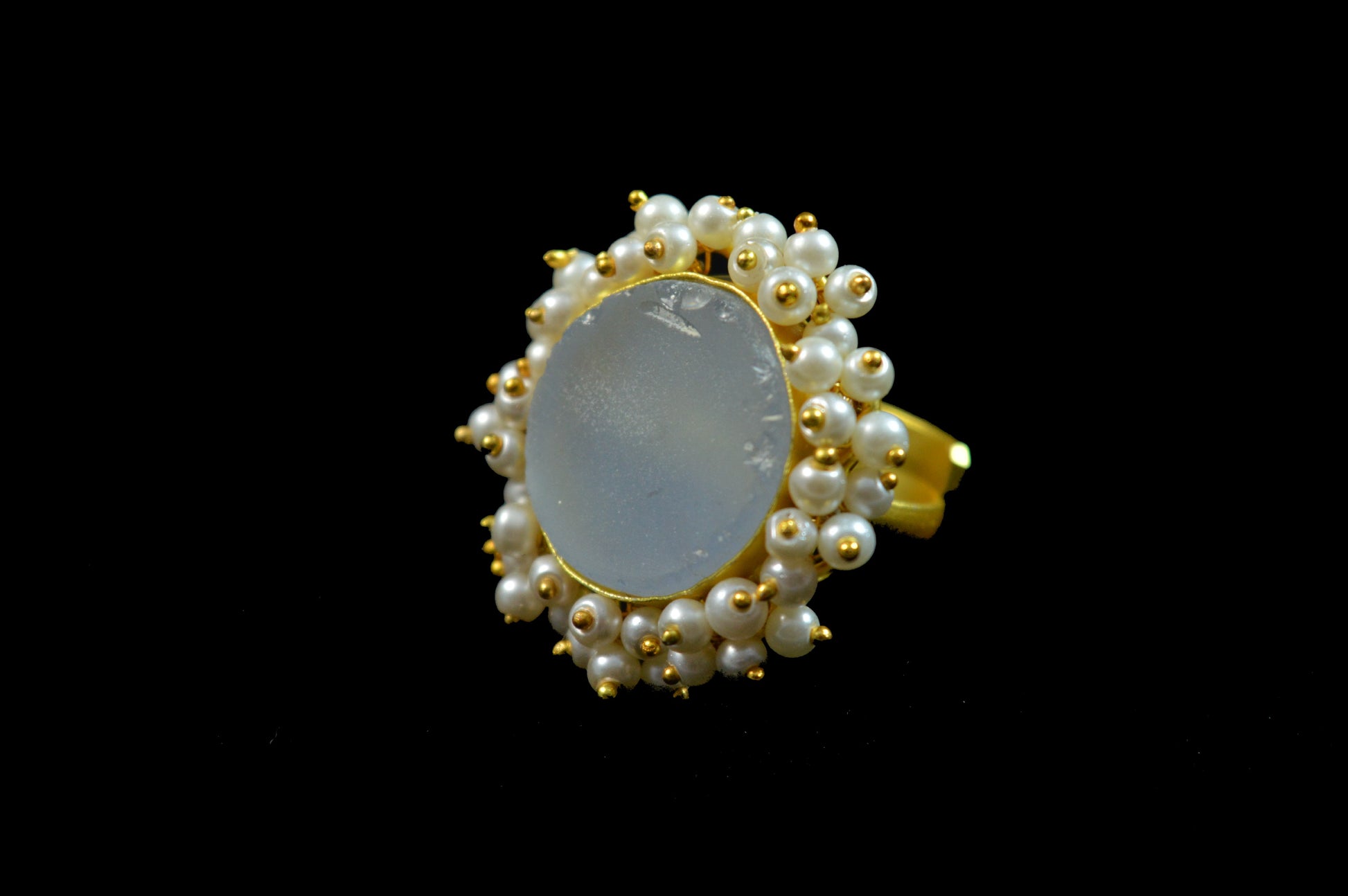 Ice Blue Natural Stone Ring 
