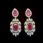 Square brooch earrings in ruby